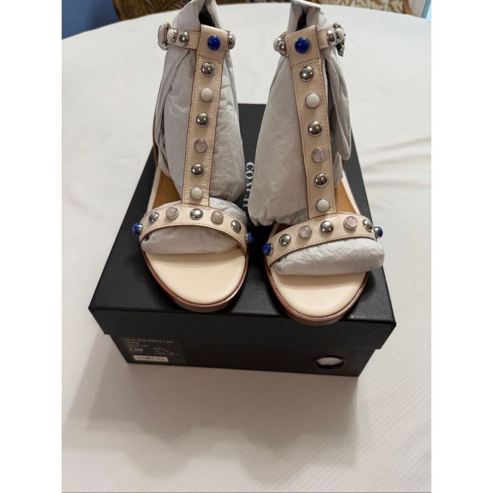 COACH Sadie New Semi Matte Flat Sandals Women’s Size 6.5 6 1/2 B Medium Chalk - Picture 1 of 9